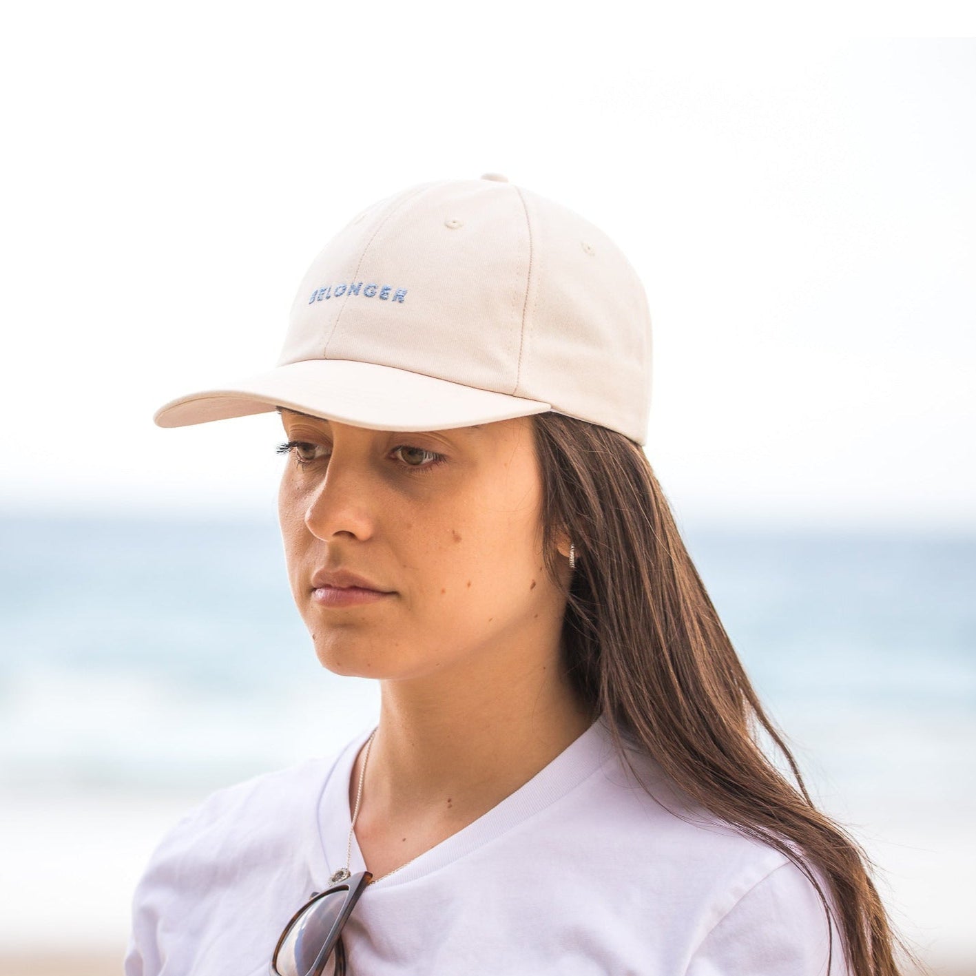 6 PANEL CAP - BEIGE/BLUE